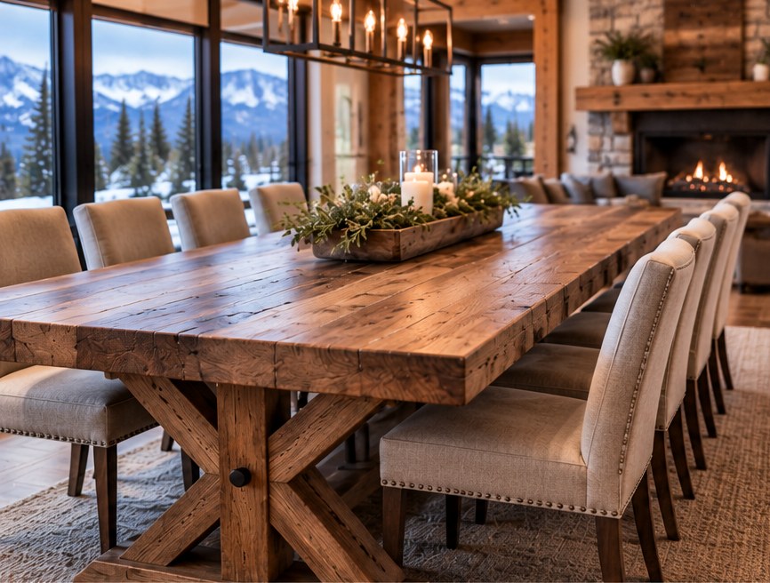 Custom farmhouse tables for Park City mountain homes — example 1