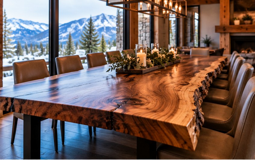 Custom live edge tables for Park City mountain homes — example 1