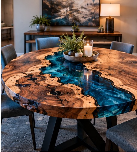 Custom epoxy river tables for Park City mountain homes — example 3