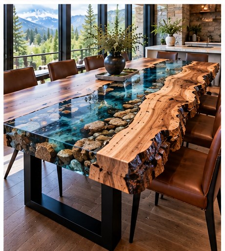 Custom epoxy river tables for Park City mountain homes — example 4