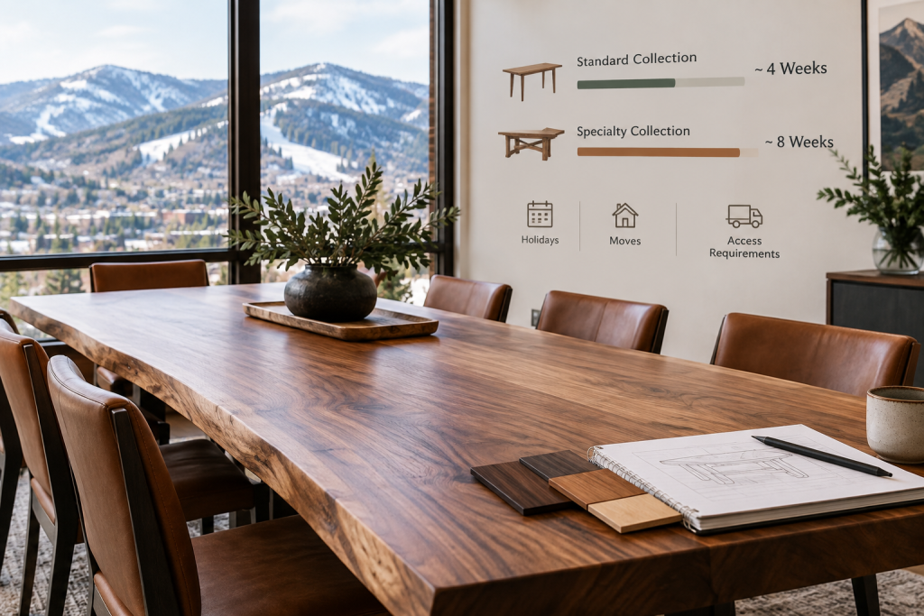 how long does a custom dining table take Park City
