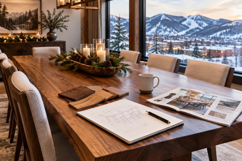custom dining table before the holidays Park City