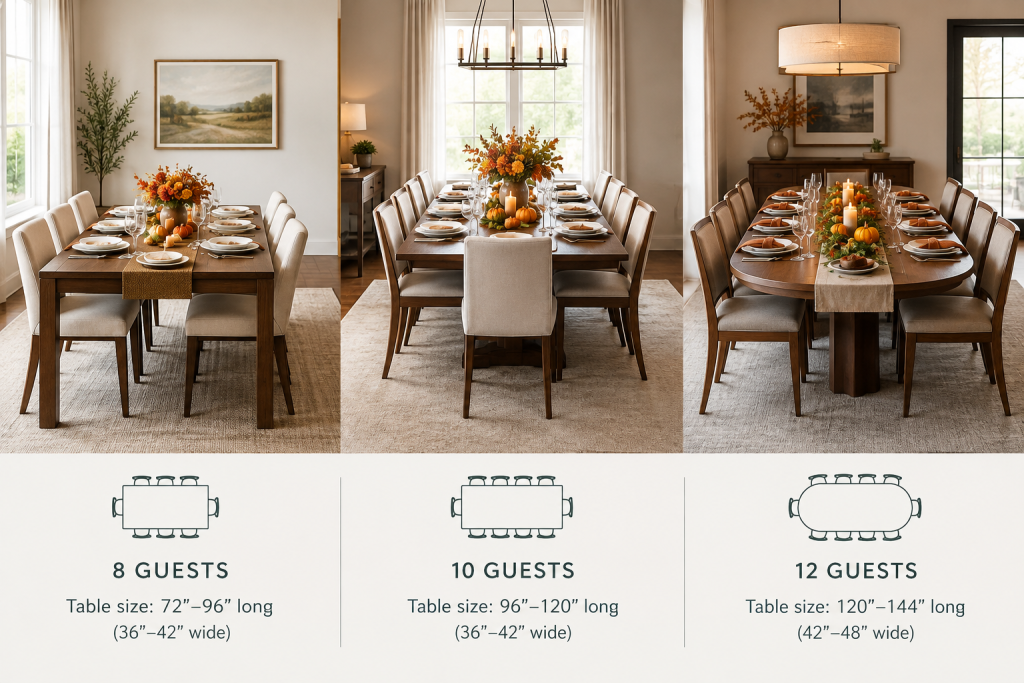 what size dining table for 8 10 or 12 people