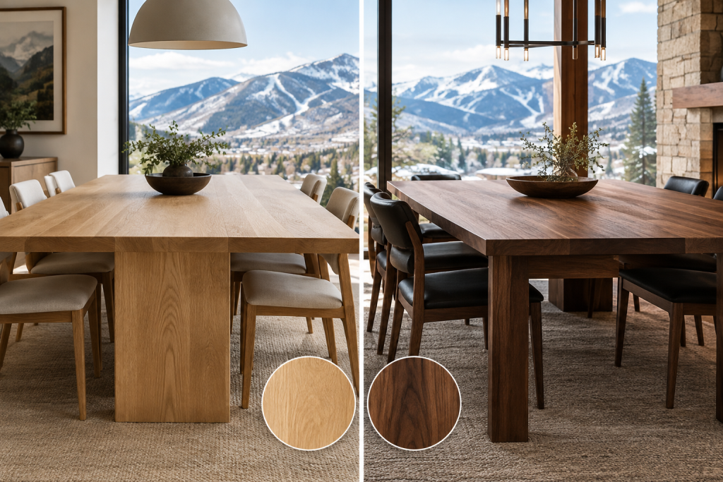 white oak vs walnut dining table Park City